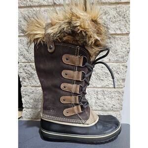 Sorel Joan of Arctic Winter Boots, Faux Fur, Snow Waterproof, Lace, Womens Sz 7